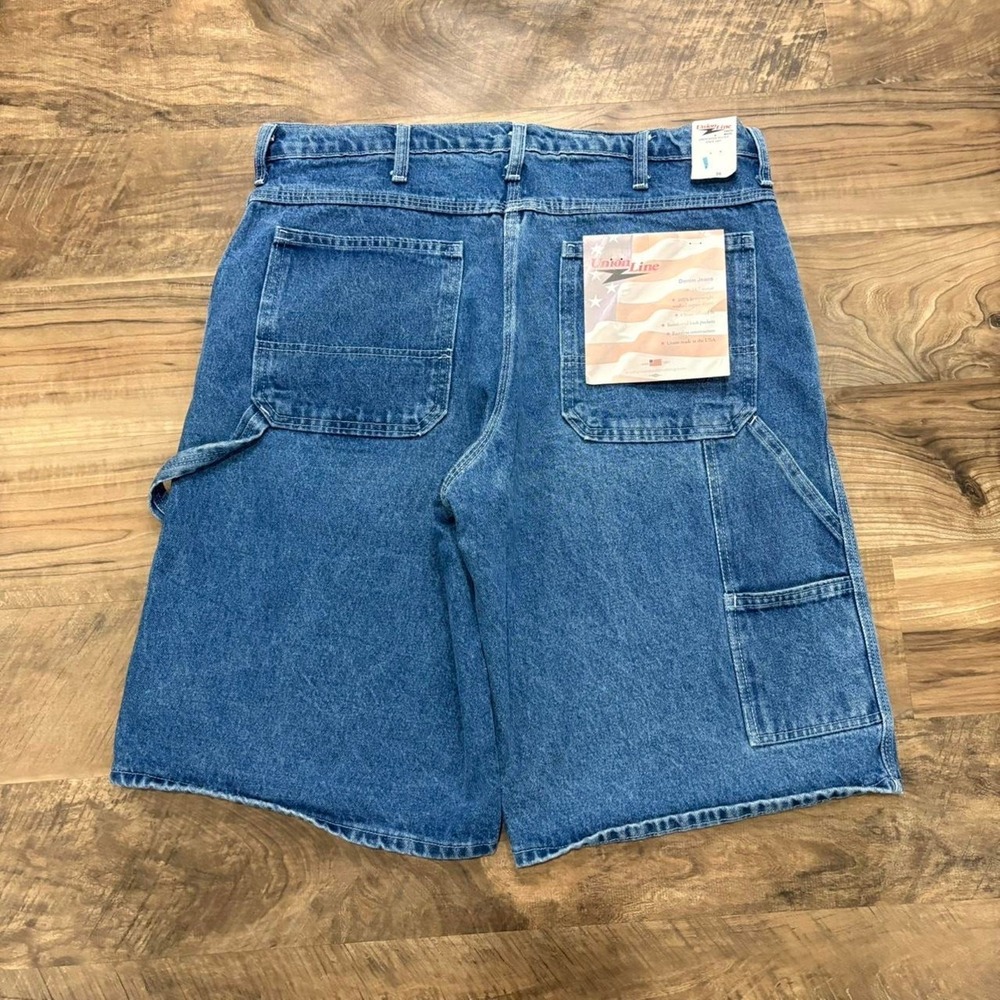 Vintage Y2K Union Made USA Carpenter Baggy Denim Jorts Workwear Shorts NWT 36